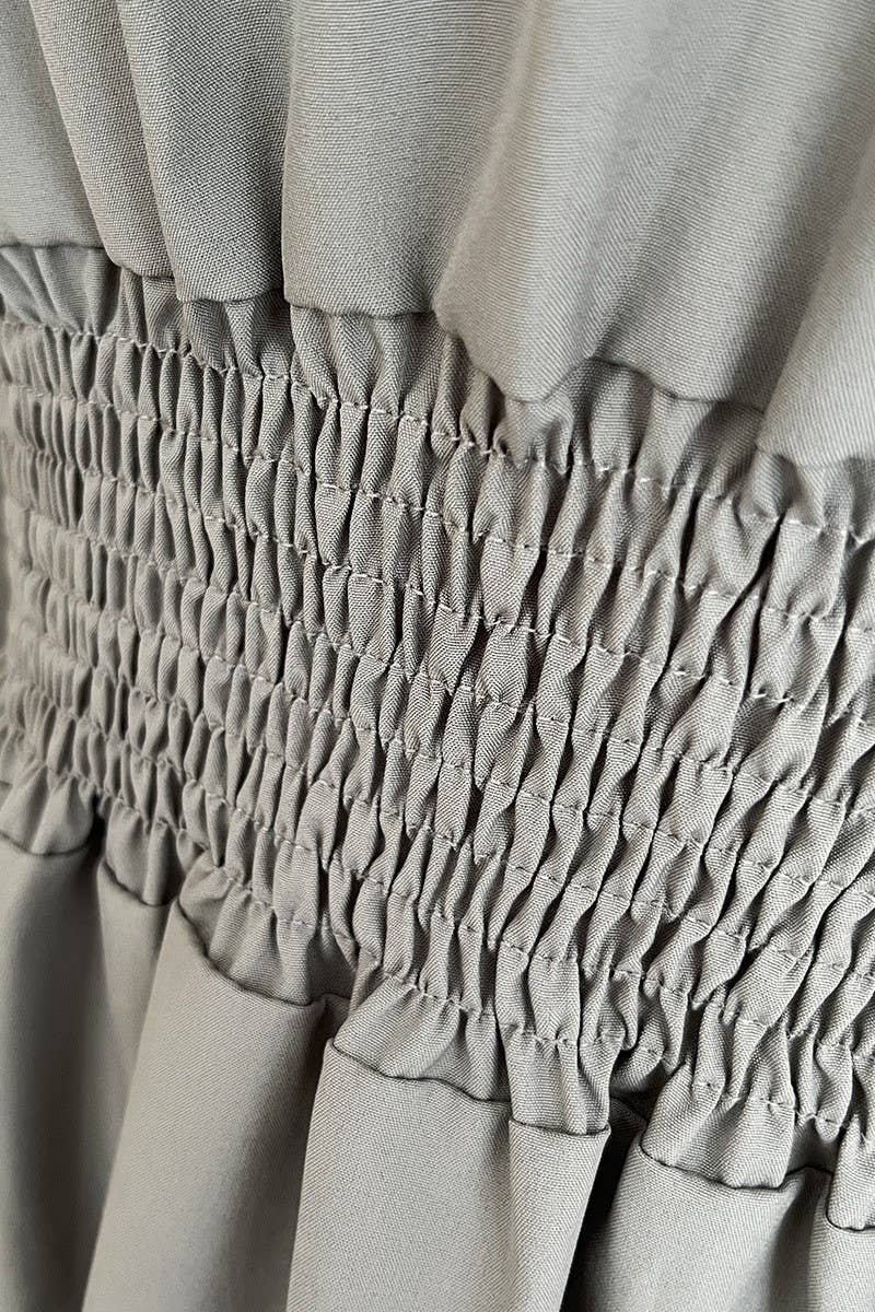 CWDSD5964_CABLE WAIST LONG SLEEVE SHIRT COLLAR DRESS