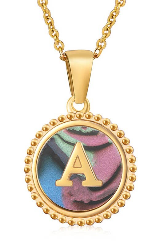 SIMPLE ROUND ALPHABET INITIALS PENDANT NECKLACE_CWAJE215