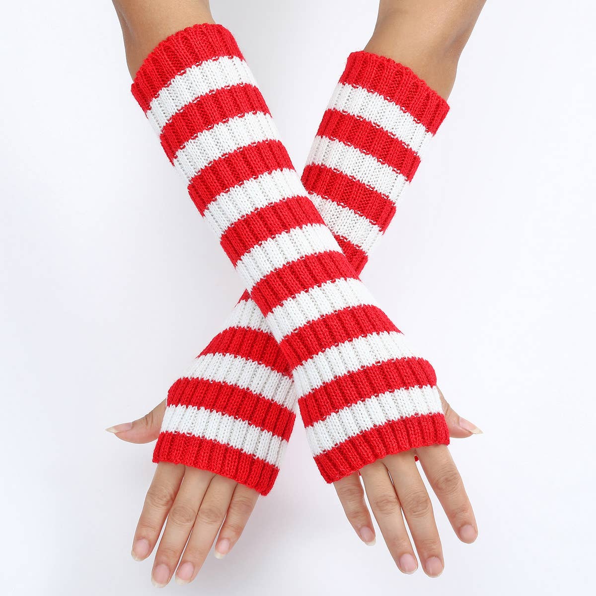 WARM COLOR-BLOCK STRIPED WOOL GLOVES_CWAG0094