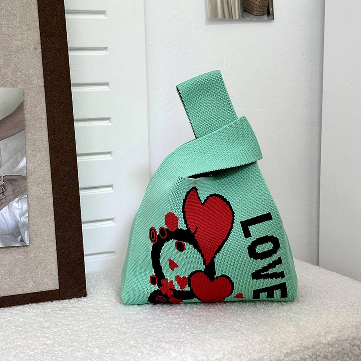 CARTOON RABBIT KNITTED BAG HANDBAG_CWAB3090