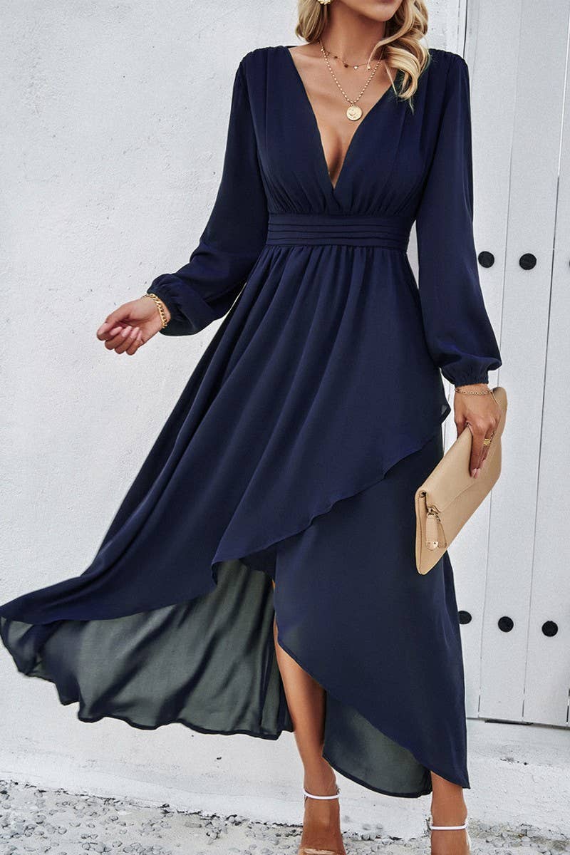 CWDMD4831_SPRING AND AUTUMN SLIM WAIST DRESS WITH SEXY SWING