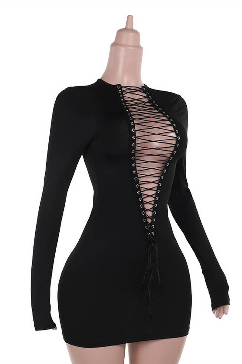 CWDSD6706_SEXY HIP-HUGGING DRESS WITH FRONT AND BACK STRAPS