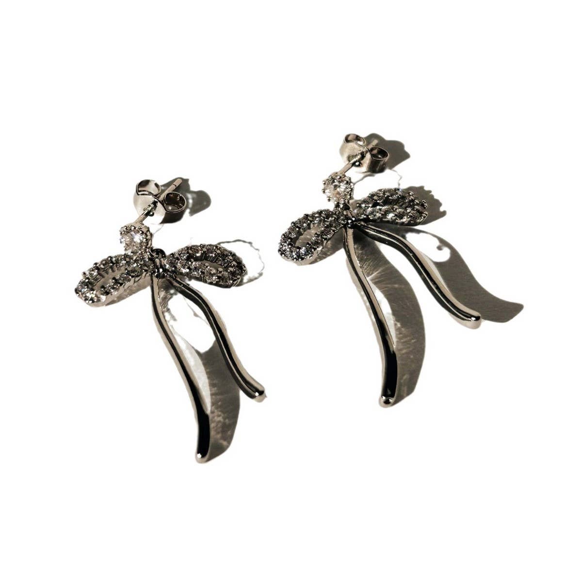 Pearl Bow Tie Stud Earrings Versatile Earrings_CWAJE5078