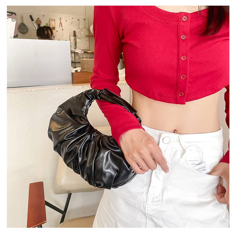 Fashionable individual versatile pleated handbag