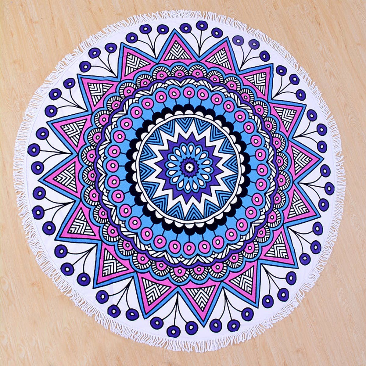 Round Microfiber Tassel Beach Towel Blanket