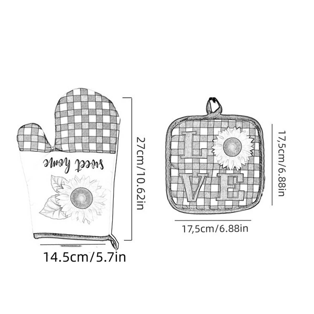 SUNFLOWER PRINT ANTI-SCALDING 2-PIECE SET