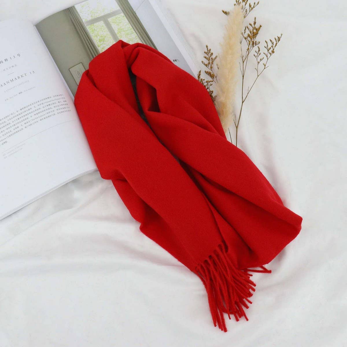 100% Wool Solid Scarf ??Elegant Unisex Spring Wrap_CWASC1093