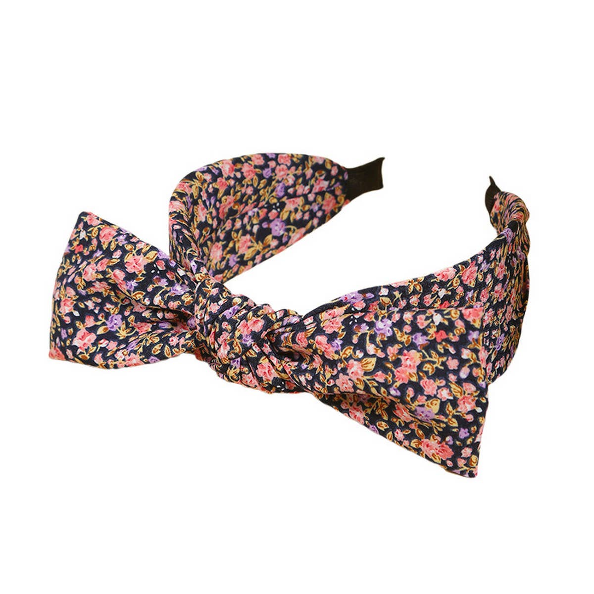 SOLID COLOR PLEATED RABBIT EARS BOW HEADBAND_CWAHA1690