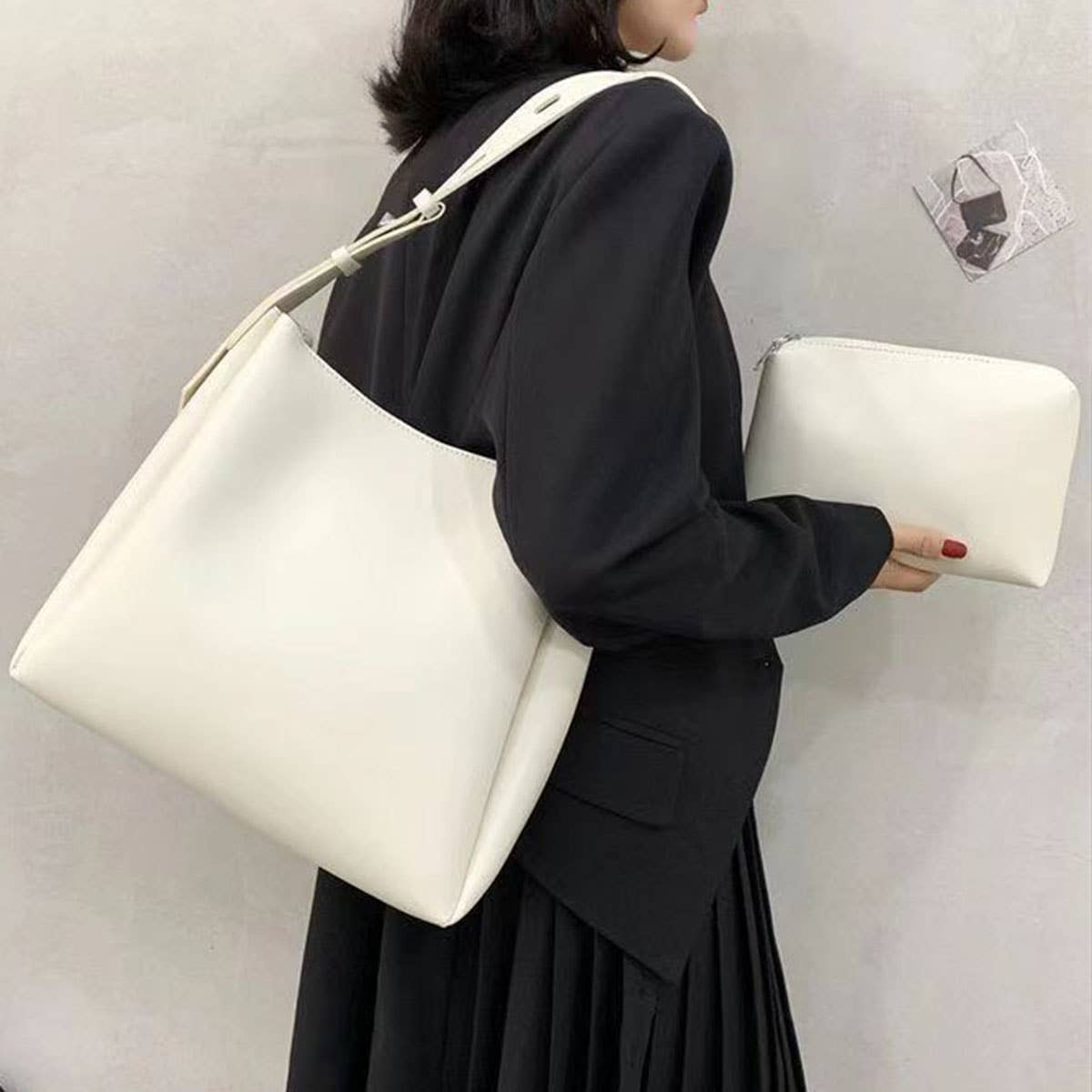 CWAB4832_RETRO LARGE CAPACITY MOTHER-AND-CHILD BUCKET BAG