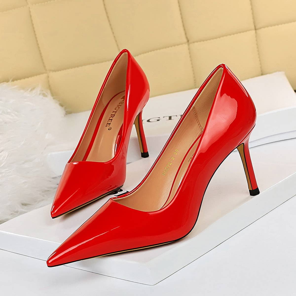 SIMPLE GLOSSY SHALLOW POINTED TOE SEXY HIGH HEELS_CWSHH0060