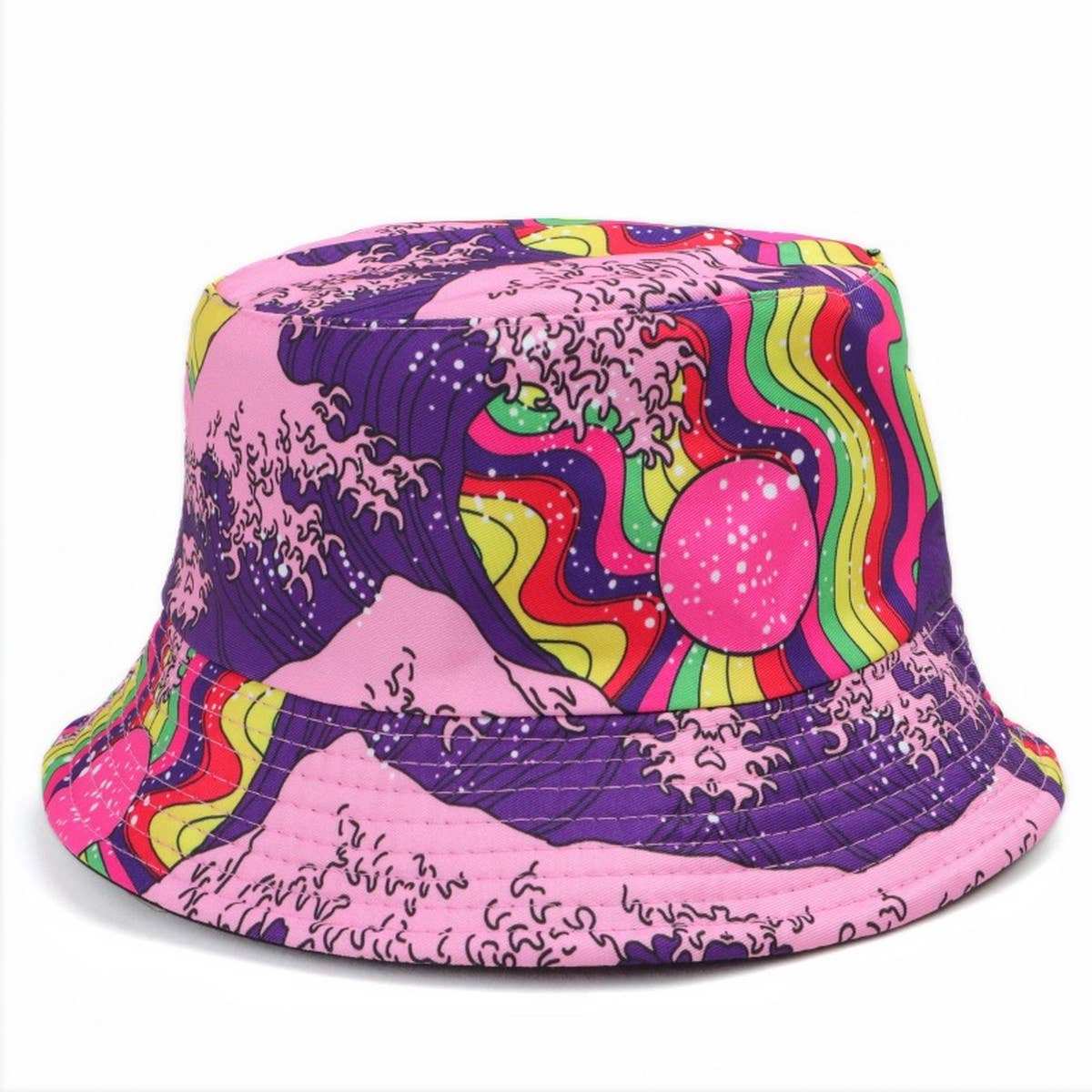 DOUBLE-SIDED VINTAGE GRAFFITI PRINT BUCKET HAT_CWAH1546