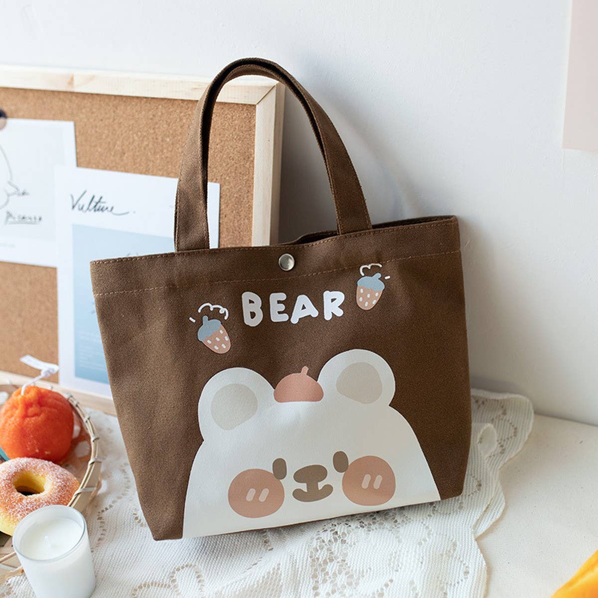 Spring Canvas Lunch Tote Bag for Women, Small_CWAB5671