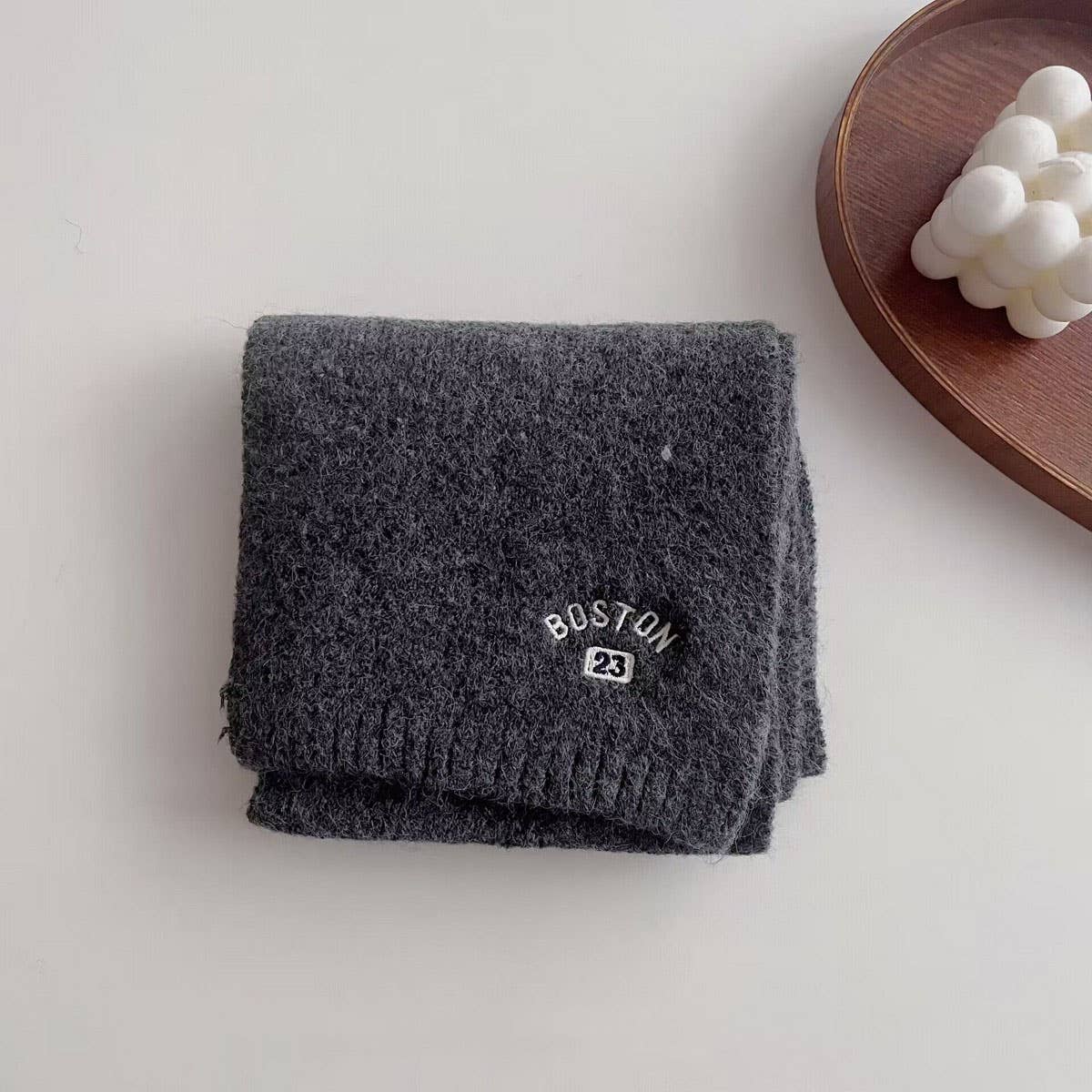 Embroidered Wool Scarf for Kids - Winter Warmth