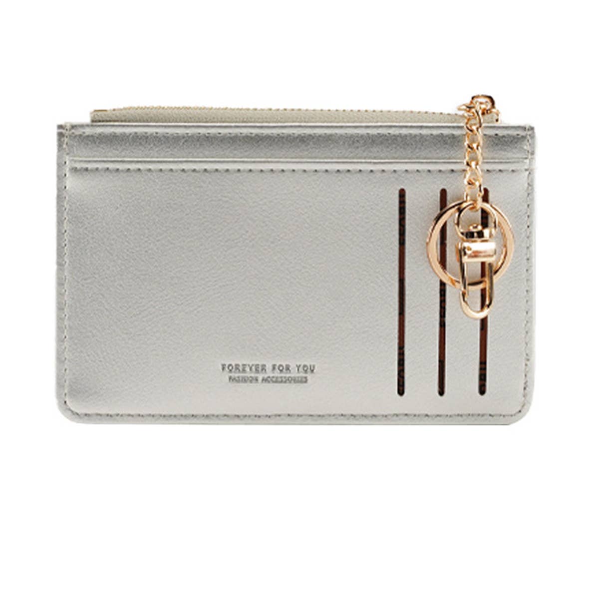 WOMEN SIMPLE SOLID COLOR WALLET WITH KEY RING_CWAB1239