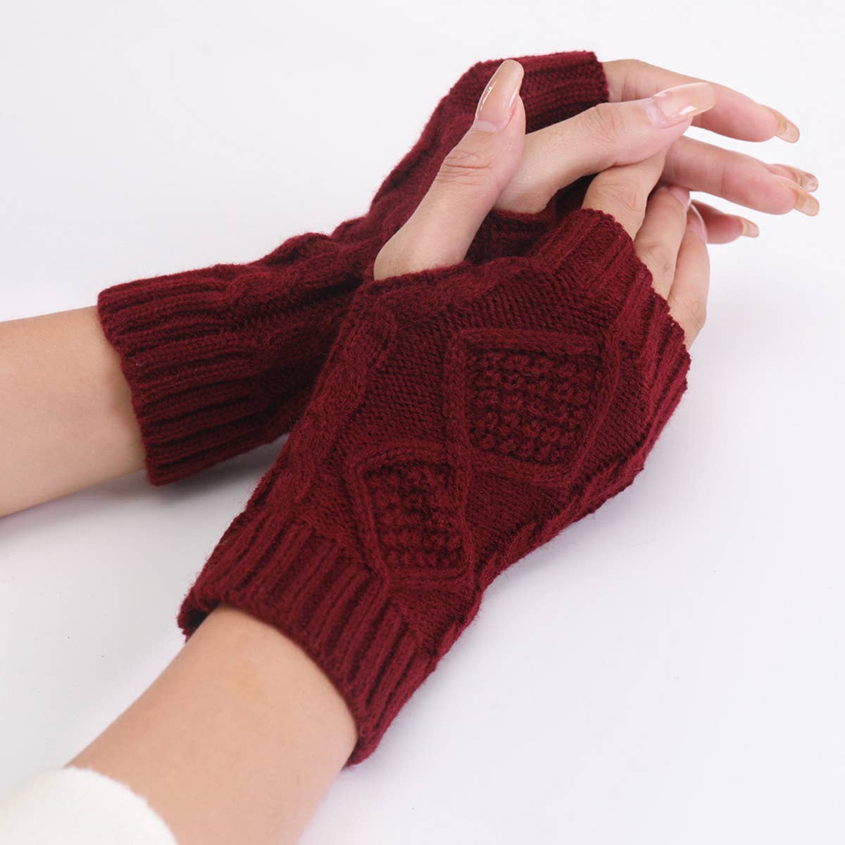 DIAMOND NEW KNITTED HALF FINGER GLOVES_CWAG0091