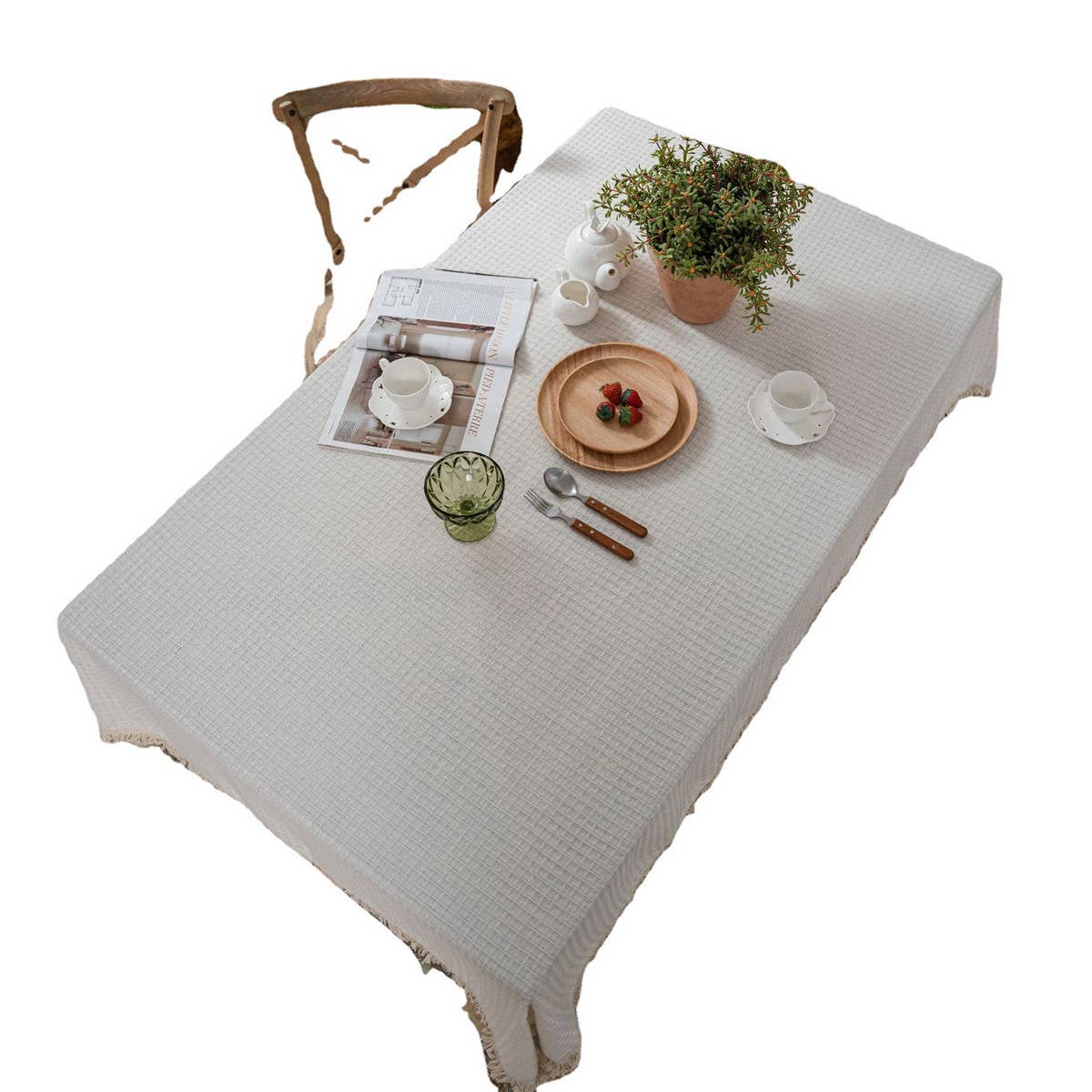 WAFFLE TASSEL SOLID COLOR DINING TABLE