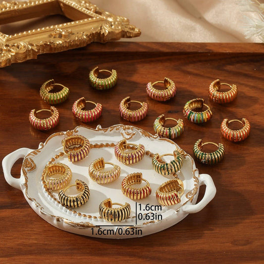 PERSONALIZED COLORFUL STRIPED OIL DROP EARRINGS_CWMM3608