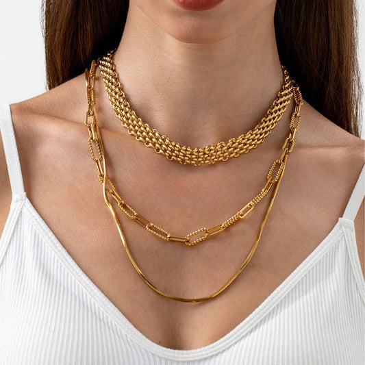 MULTI-LAYERED 18K GOLD-PLATED NECKLACE