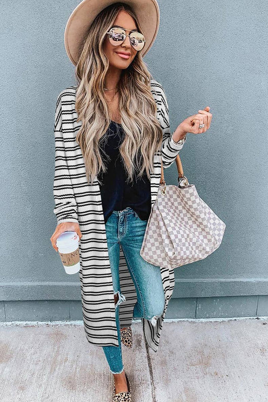 SLIM LONG SLEEVE SIMPLE STYLE STRIPED CARDIGAN