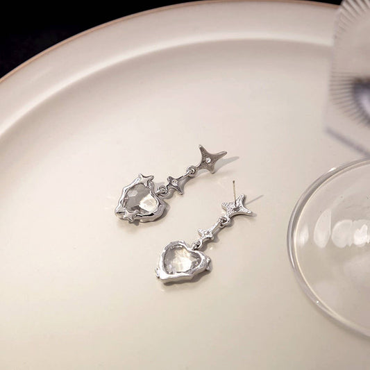 SWEET AND COOL DARK RED HEART EARRINGS