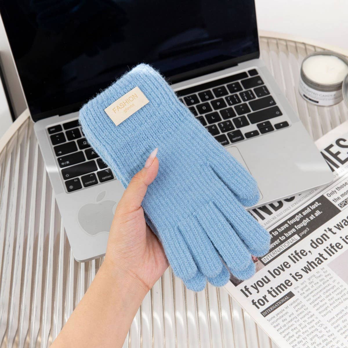 CWAG00560_WOMEN WINTER KNIT FINGERLESS TOUCHSCREEN GLOVES