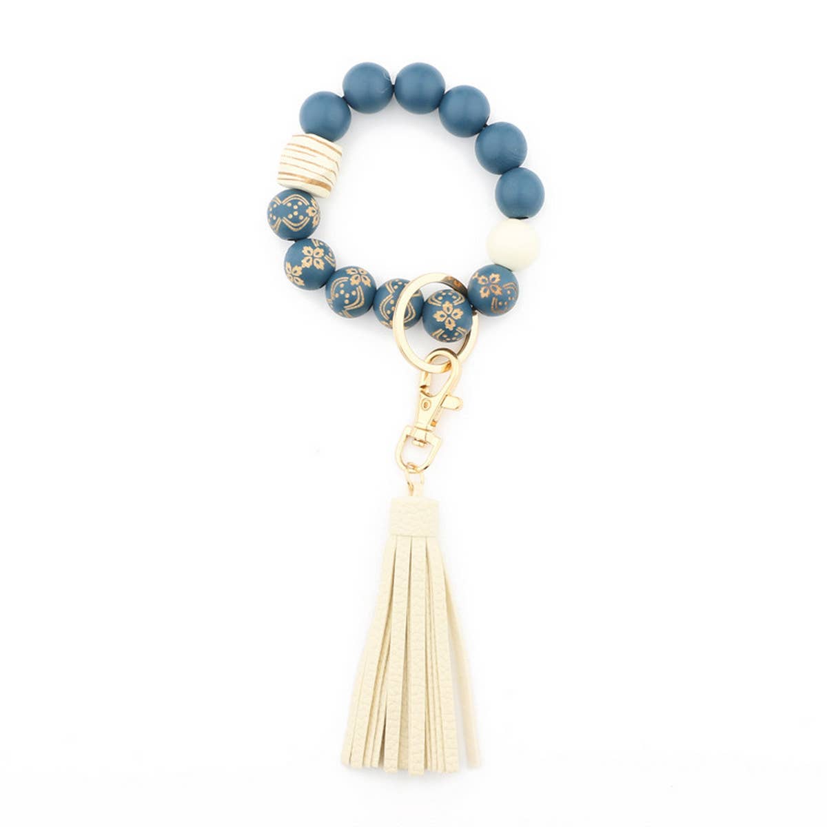 TASSEL LATTICE WOODEN BEAD KEYCHAIN