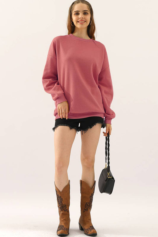 Cwttl902_Crew Neck Long Sleeve Pullover Sweatshirt Tops