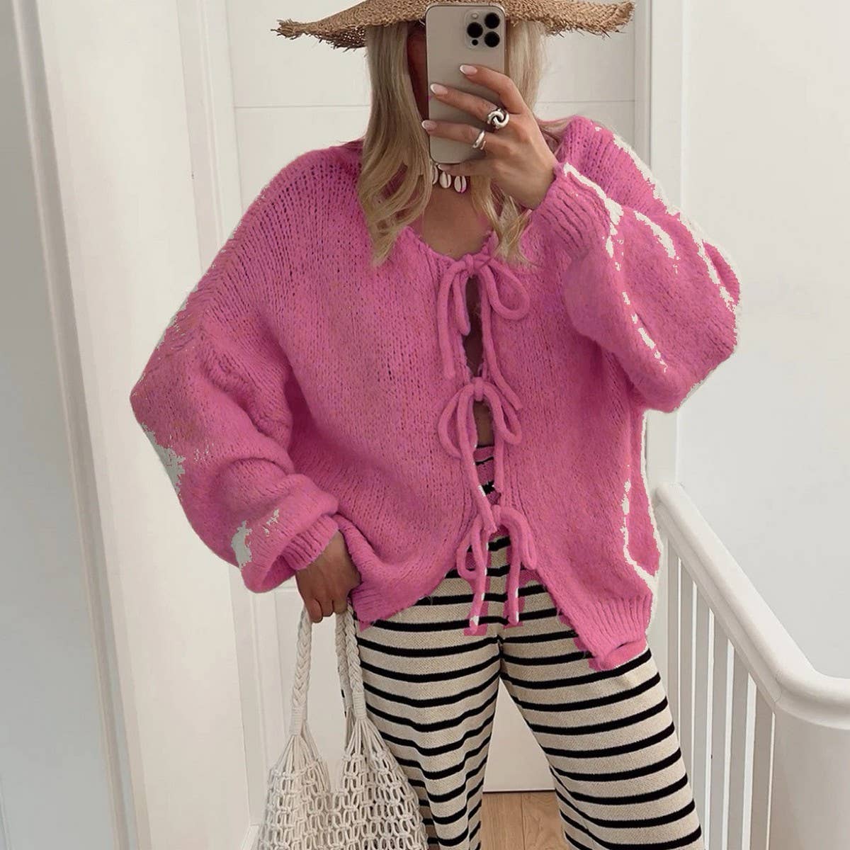 Women's Tie Front Knit Cardigan Sweater