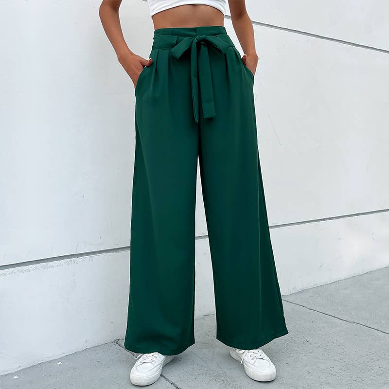 Lace-up commuter style wide-leg pants