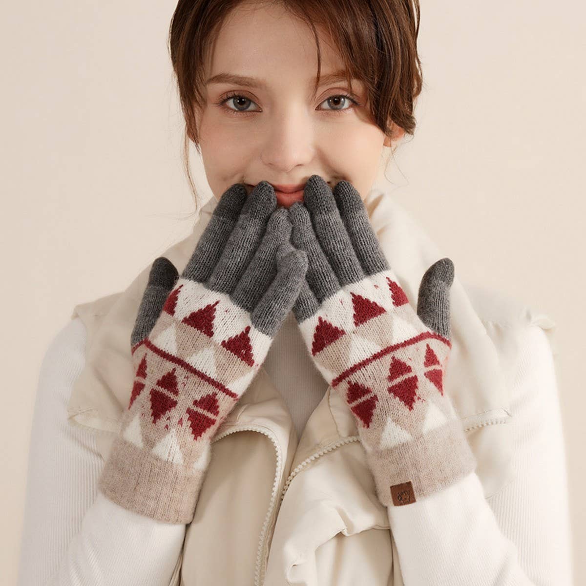 WINTER WARM KNITTED TOUCH SCREEN GLOVES FOR WOMEN_CWAG0402