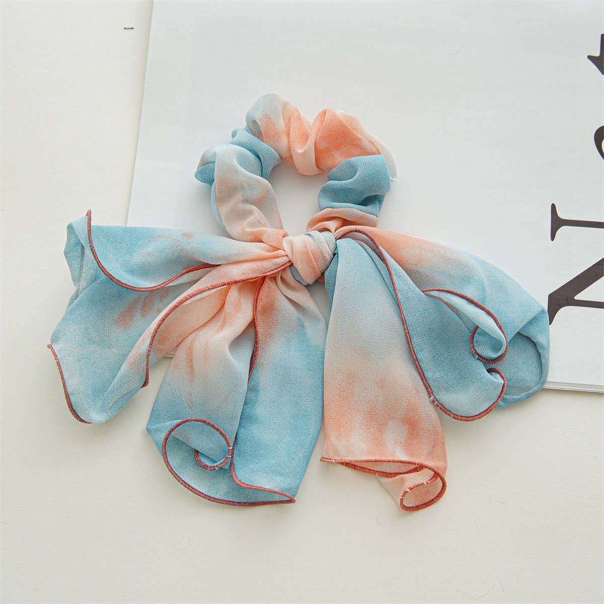 TIE-DYE KNOTTED DOUBLE-LAYERED BOW HAIR TIE_CWAHA1082