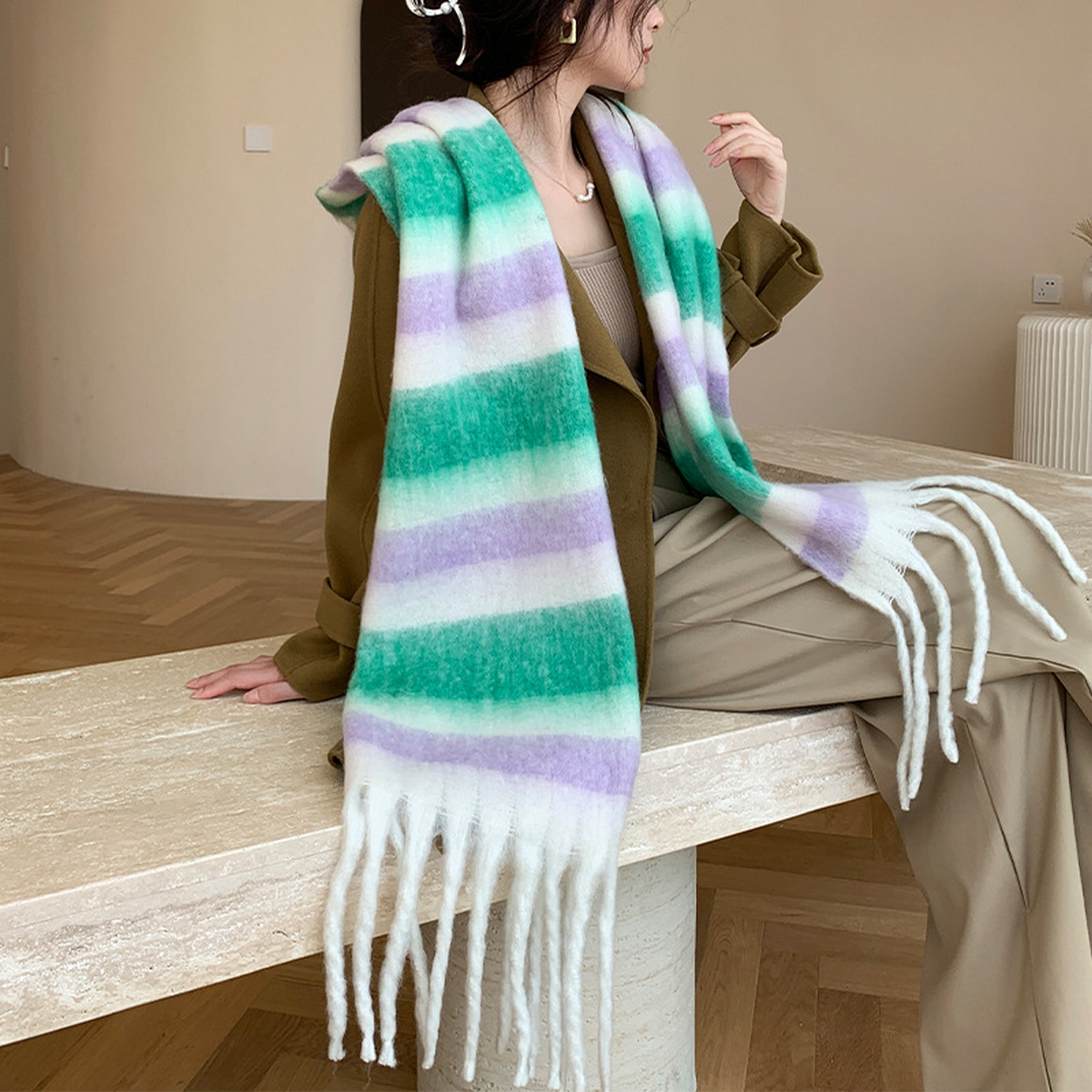 Plush AC Scarf ??Thick Soft Winter Wrap_CWASC2701