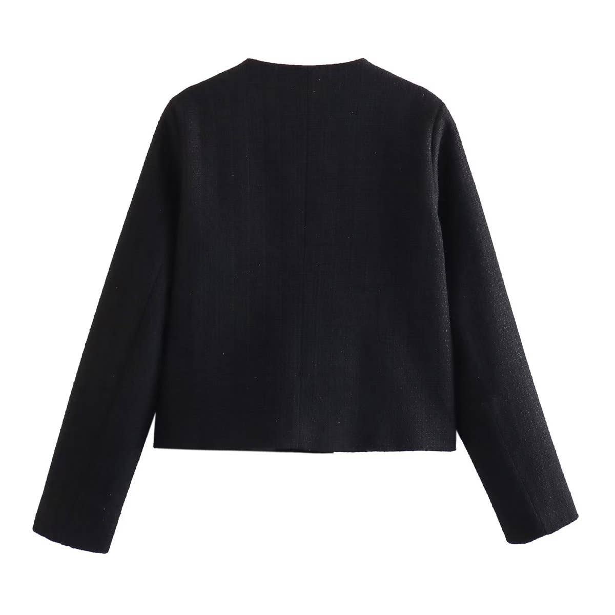 Solid-color textured casual chanel-style coat