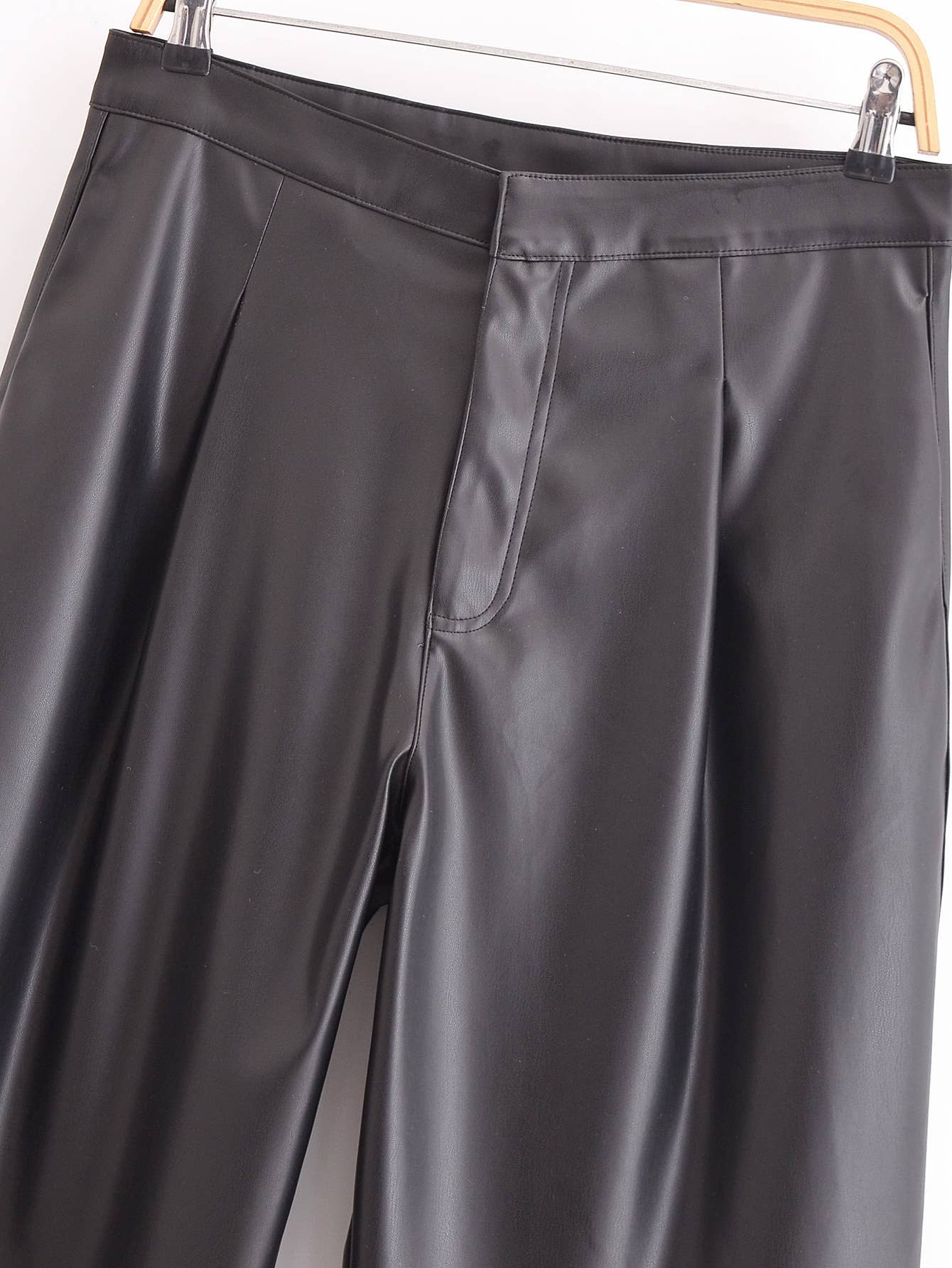 STYLISH PU LEATHER CASUAL STRAIGHT LEG PANTS
