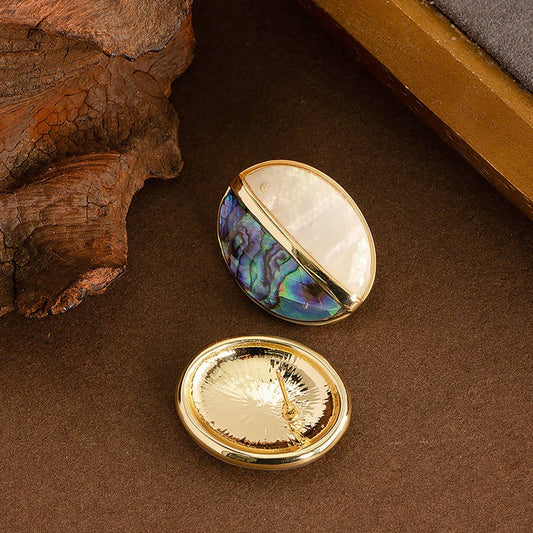 VINTAGE NATURAL COLORFUL ABALONE EARRINGS