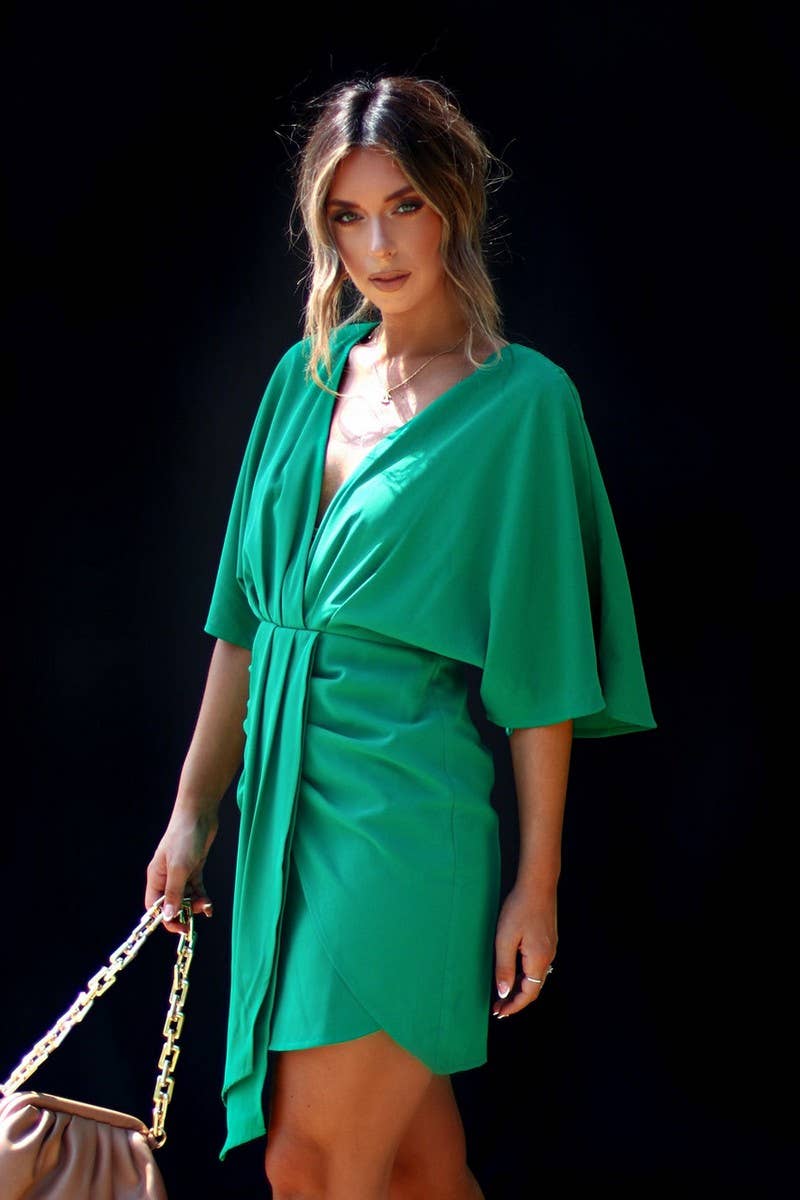 CWDSD8123_SOLID COLOR ELEGANT ASYMMETRIC SLIM FIT DRESS