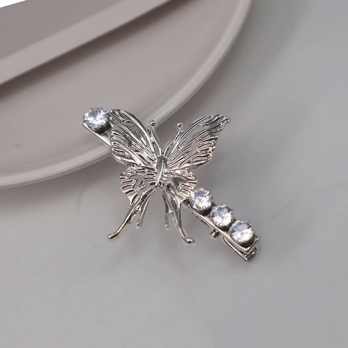 COLD STYLE LIQUID METAL BUTTERFLY ZIRCON HAIRPIN