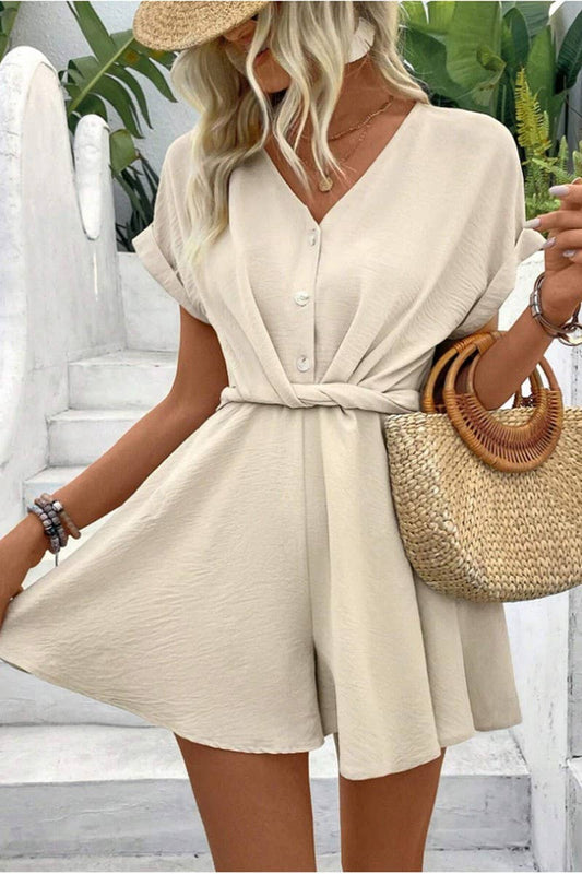 CWDSD8283_WOMEN'S BATWING SLEEVE TWIST-TIE JUMPSUIT