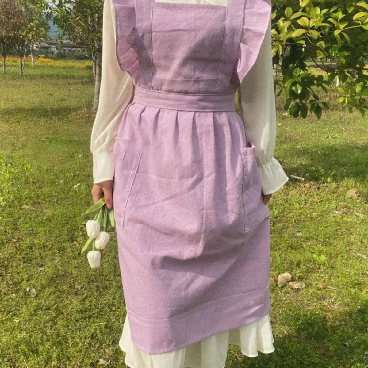 SMALL FRESH RUFFLED STRAP CROSS APRON_CWMM5792