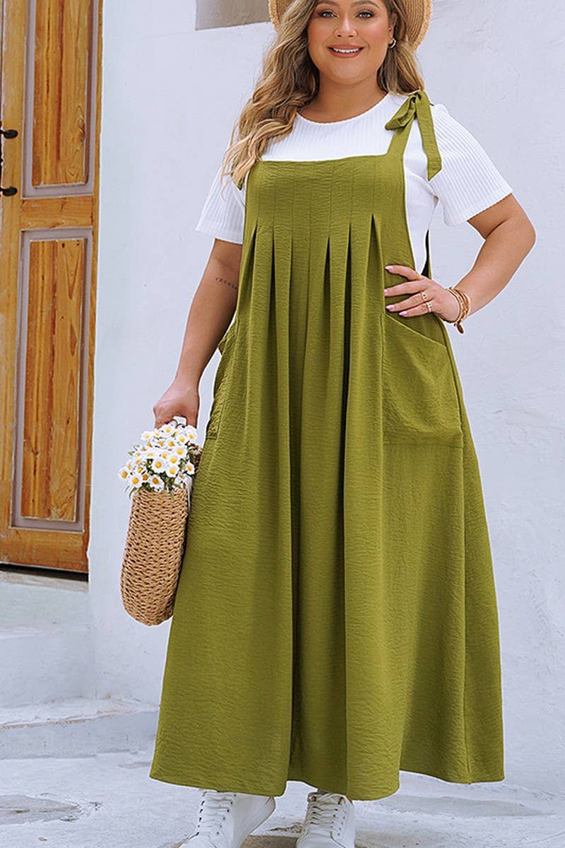 PLUSSIZE SOLID COLOR STYLISH SLIP ONE PIECE DRESS_CWDMD1373