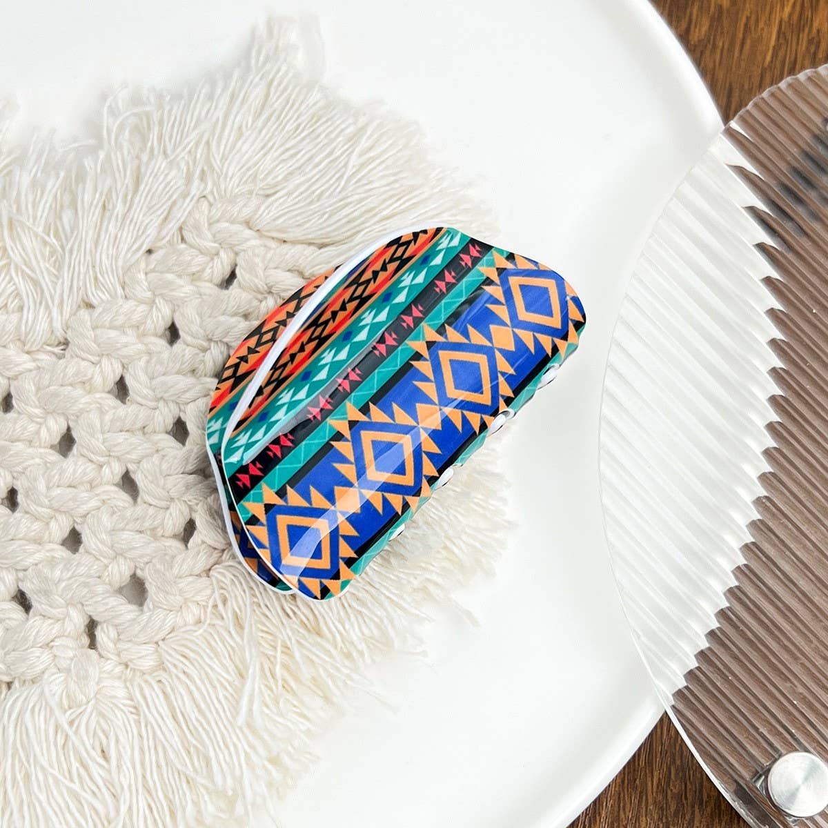 Bohemian Polka Dot Acrylic Hair Claw Unique Design_CWAHA2074