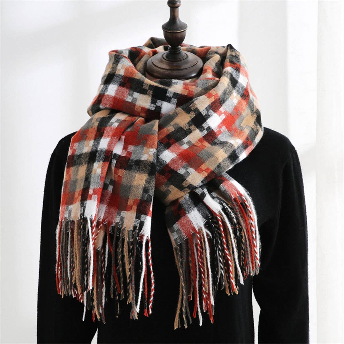 Plaid Fringe Scarf ??Trendy Winter Wrap_CWASC0199