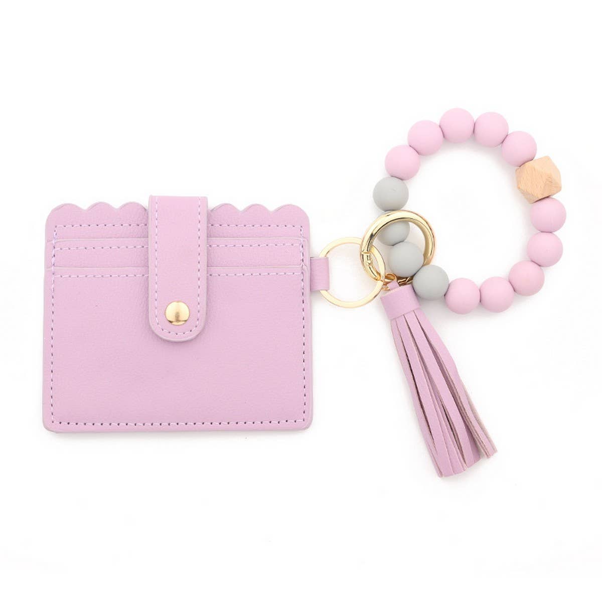 SILICONE BEAD BRACELET CARD BAG TASSEL KEYCHAIN