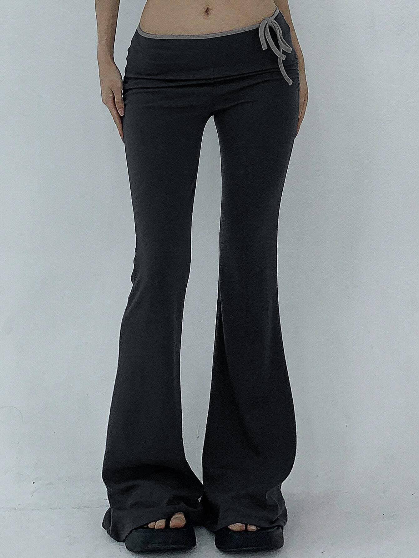 HIGH-WAISTED,SLIM,WIDE-LEGGED,LONG-FLARED PANTS