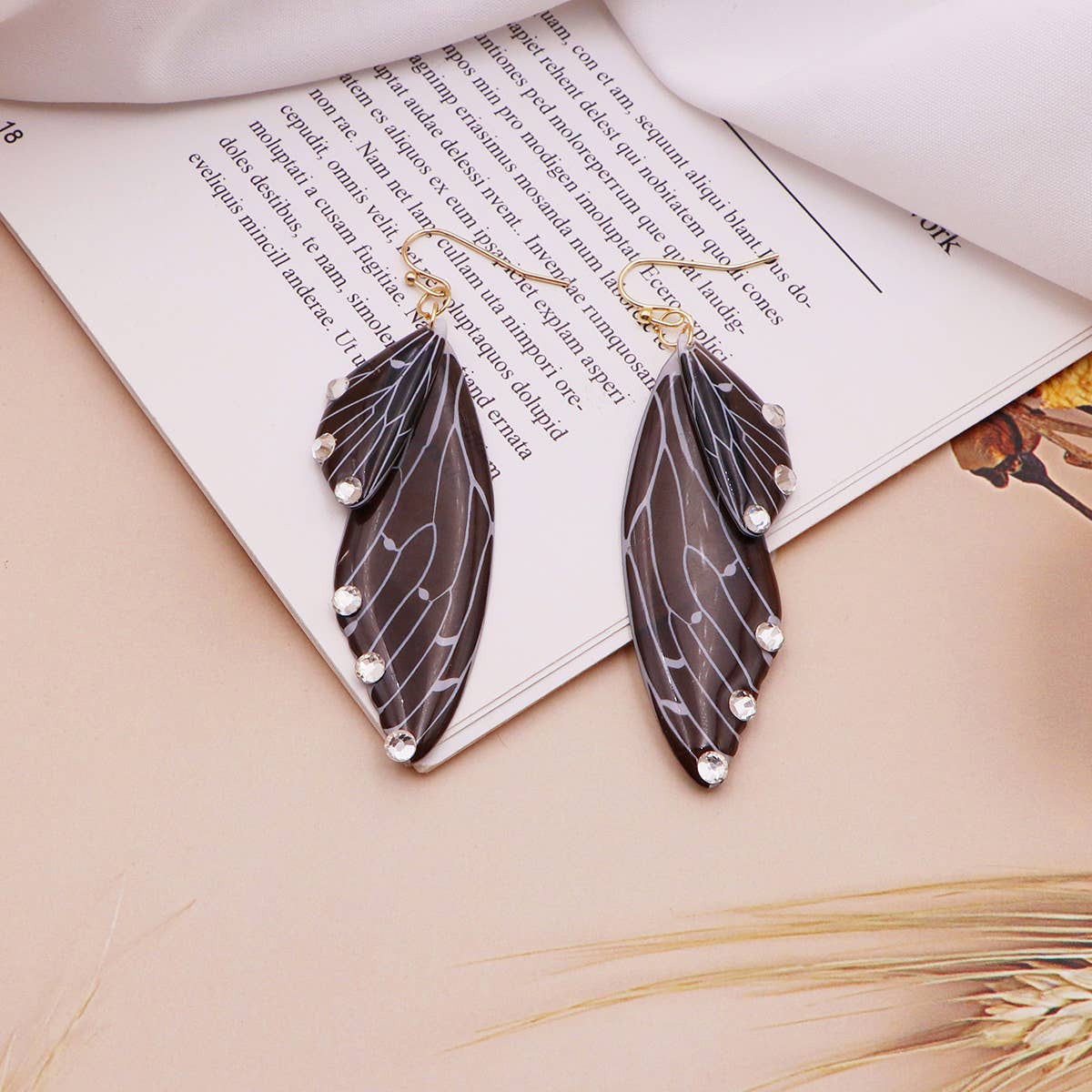 S925 Silver Cicada Wing Wing Butterfly Earrings