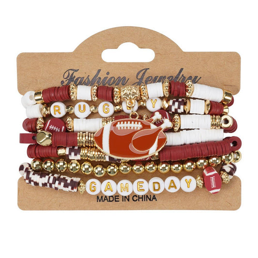 CWMM10459_FOOTBALL MOM GAME DAY BEADED ELASTIC BRACELET
