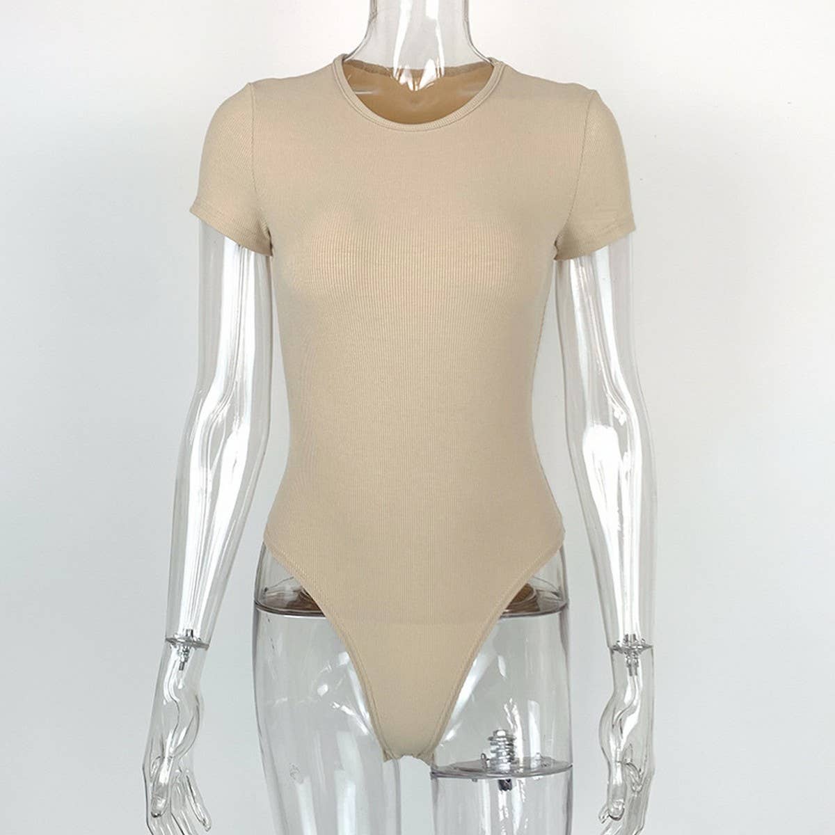 SEXY ROUND NECK SHORT SLEEVED BODYCON BODYSUIT_CWTBLS0313