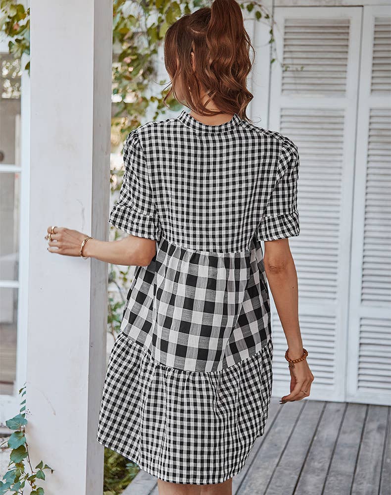 QUALITY PLAID PATCHWORK DRESS