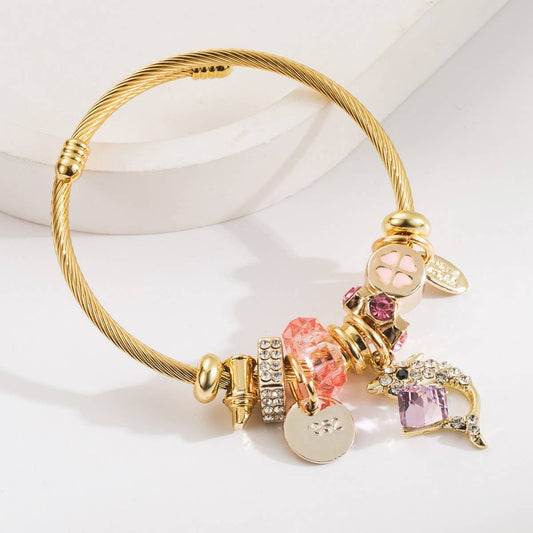 Luxury Beaded Bracelet with Dolphin Charm