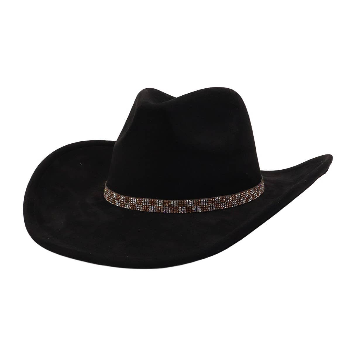 Western Ethnic Soft Suede Cowboy Fedora Hat_CWAH04400
